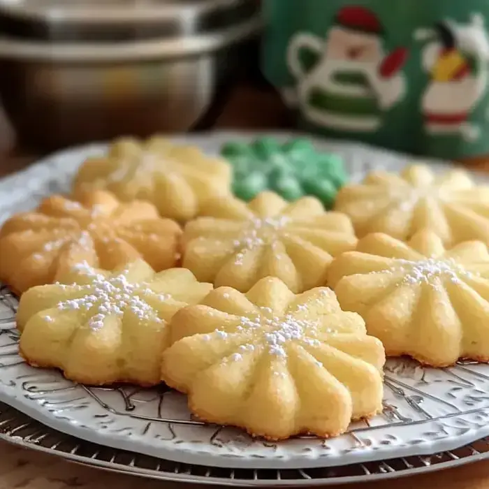 Un plato de galletas con formas hermosas, ligeramente espolvoreadas con azúcar en varios colores pastel.