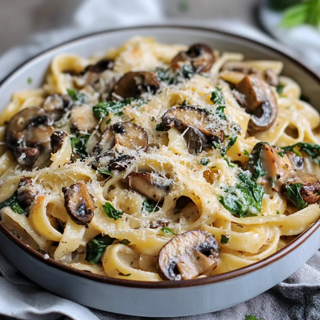 Exquisita pasta con champiñones