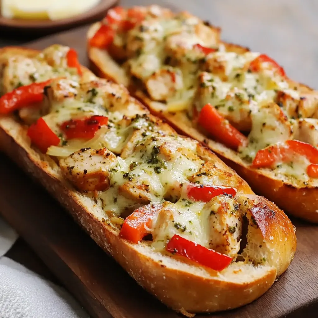 Pan de ajo con pollo y queso