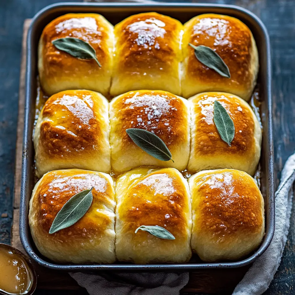 Panes de mantequilla con salvia y miel.