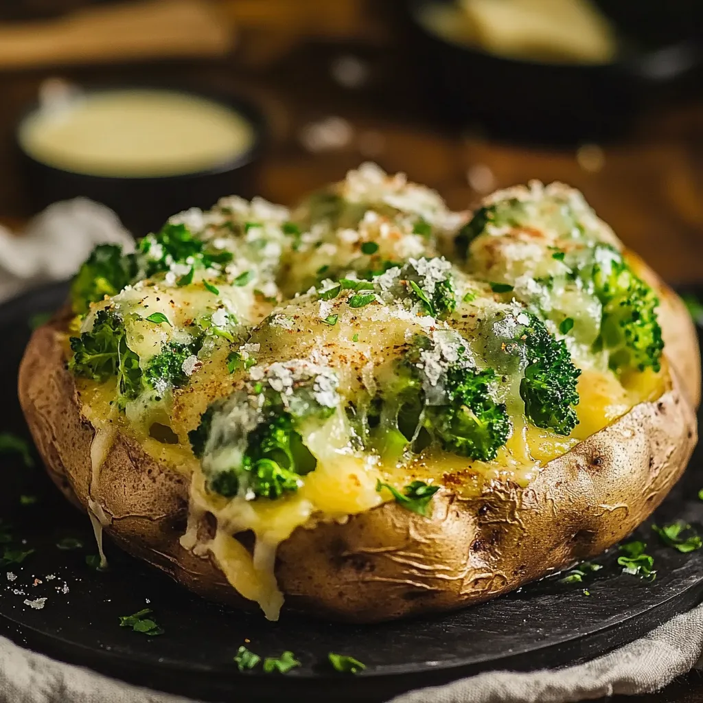 EXQUISITAS PAPAS RELLENAS CON BROCOLI Y SALSA DE QUESO