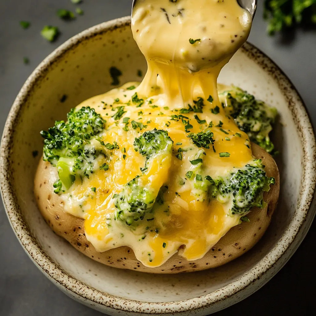 PATATAS AL HORNO CON BRÓCOLI Y SALSA DE QUESO