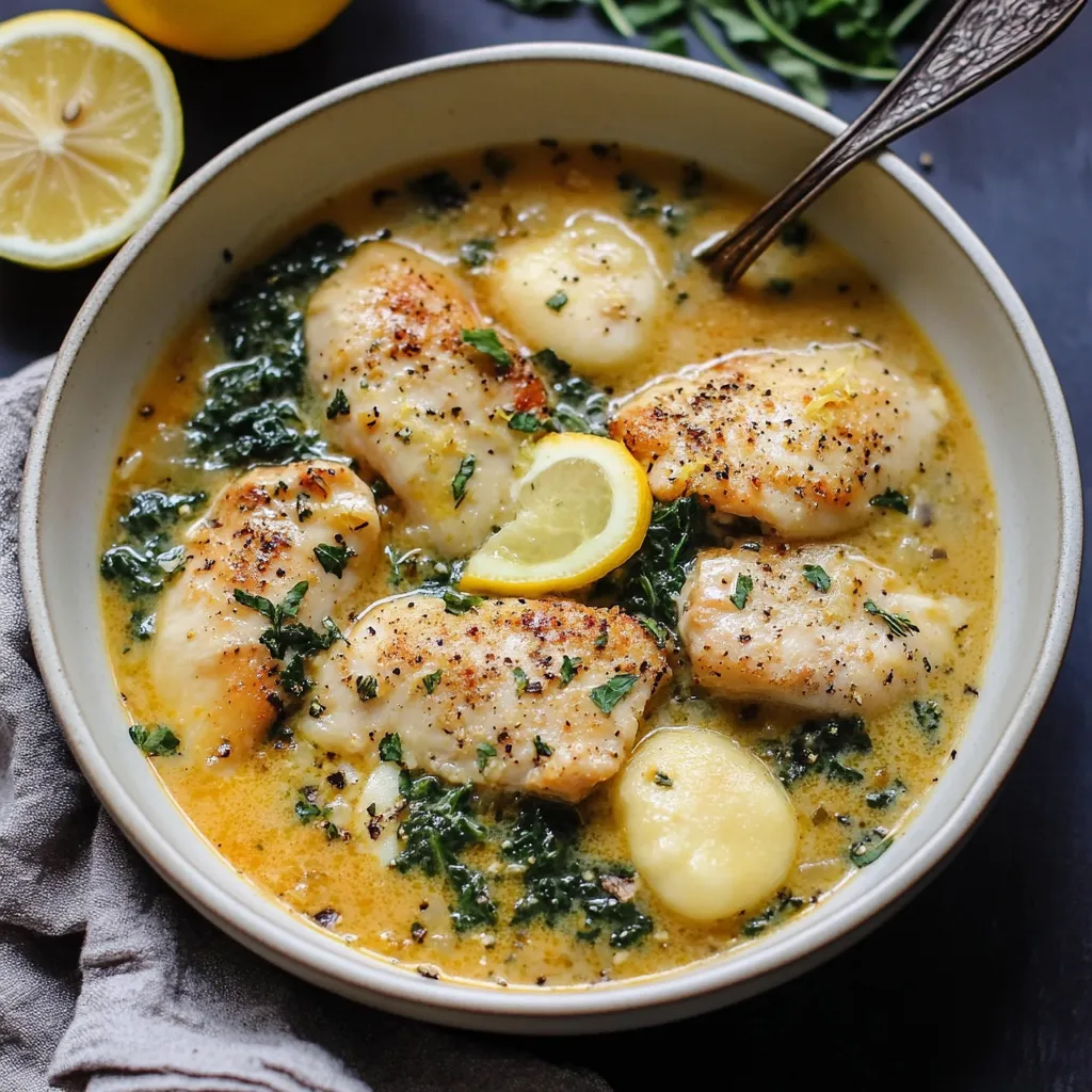 Sopa Cremosa de Pollo con Ñoquis y Limón