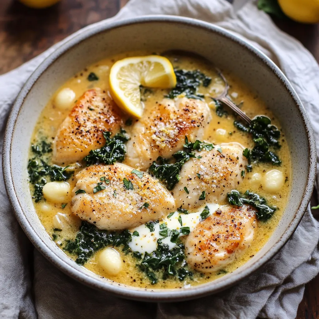 Deliciosa Sopa Cremosa de Pollo con Ñoquis y Limón