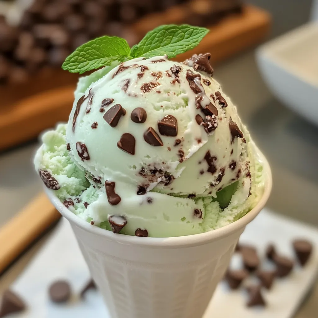 Helado Casero de Menta con Chispas de Chocolate