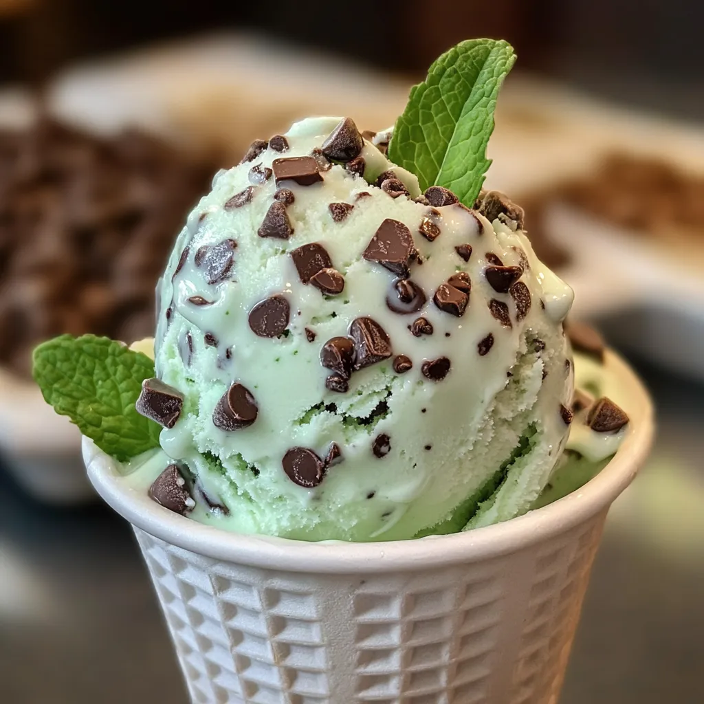 Delicioso Helado de Menta con Chispas de Chocolate