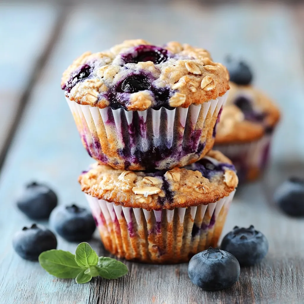 Muffins fáciles de arándanos con avena y yogur