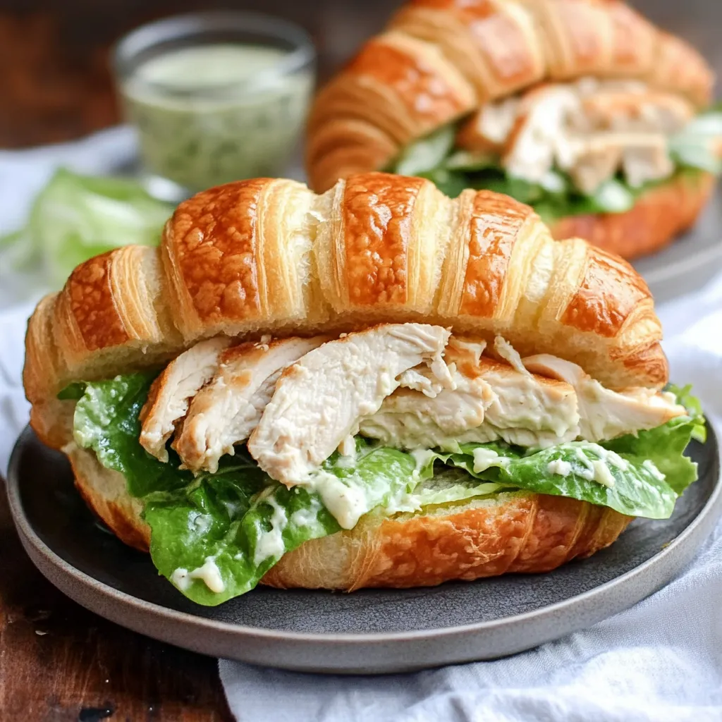 Delicioso y Fácil Sándwich César de Pollo en Croissant