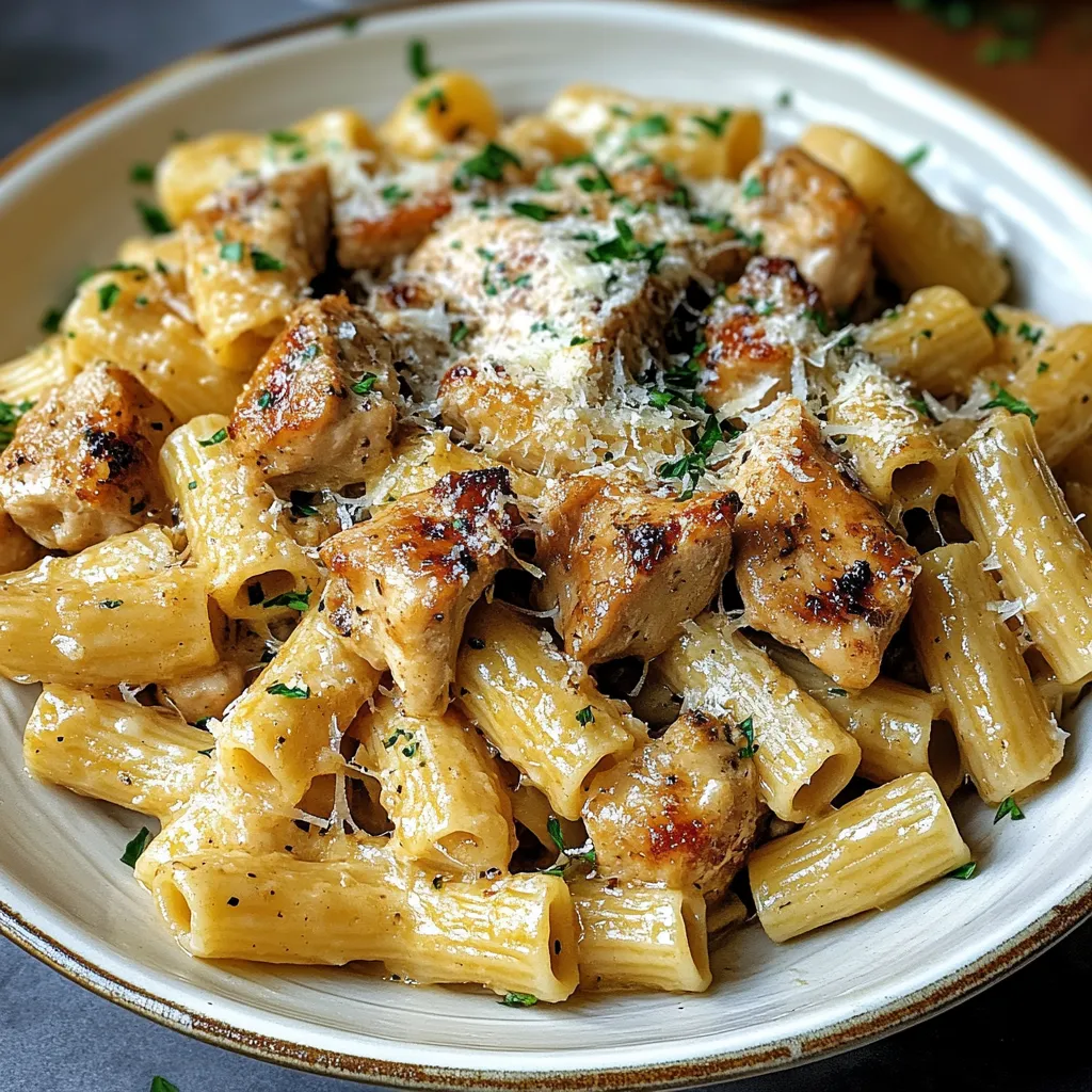 Pasta Cremosa de Pollo con Ajo y Parmesano