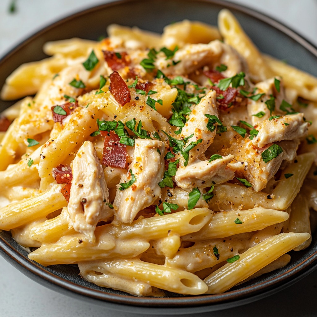 Pasta Cremosa con Pollo y Tocino Estilo Ranch