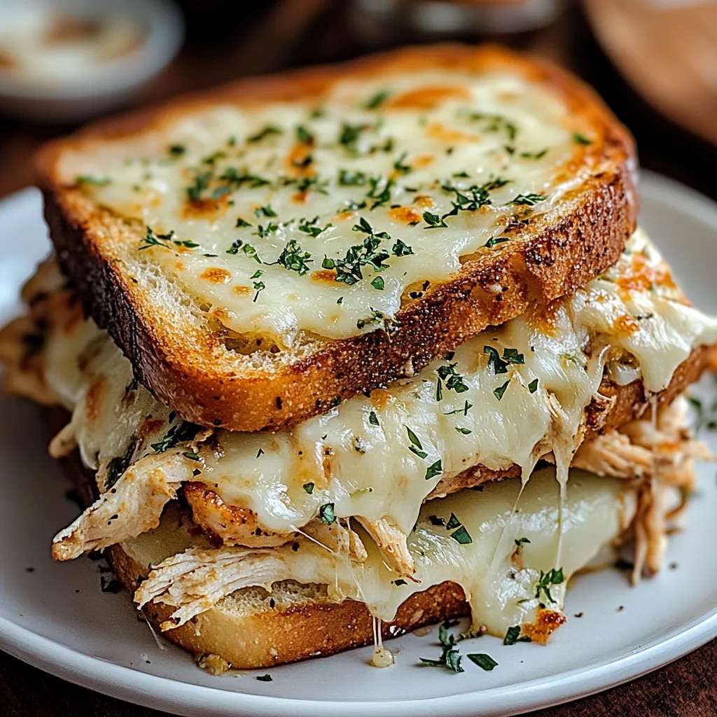 Delicioso Sándwich de Pollo y Pan de Ajo con Queso