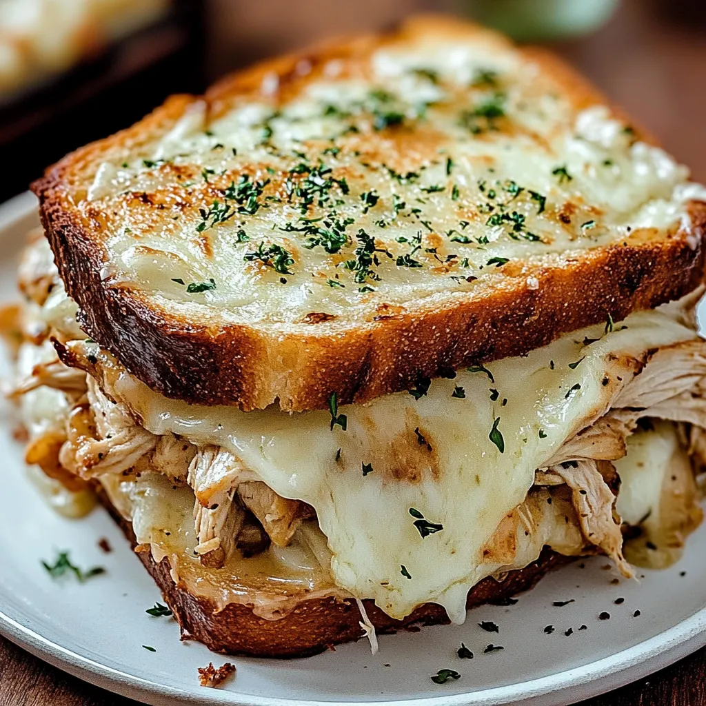 Sándwich Fácil de Pollo y Pan de Ajo con Queso