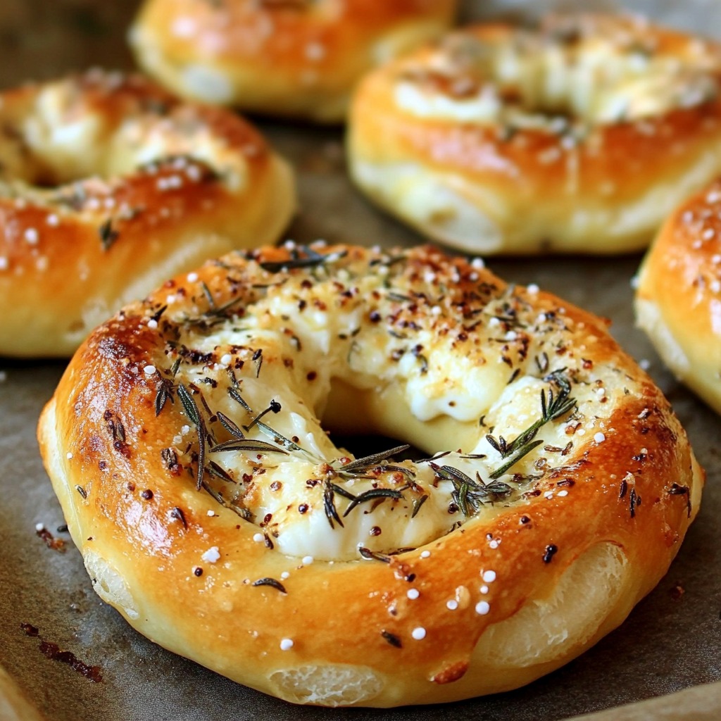 Pretzels Blandos Rellenos de Mozzarella con Romero y Parmesano