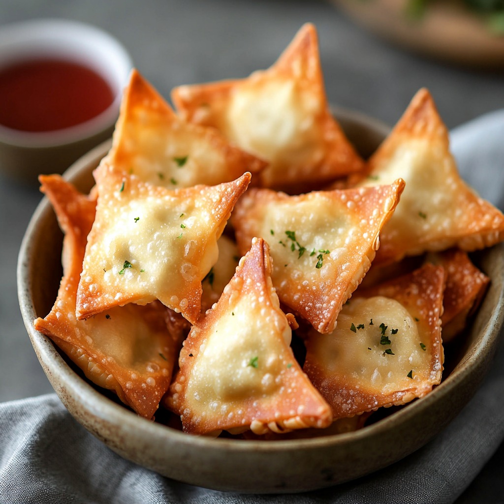 Wontons de Queso Crema al Aire Fáciles