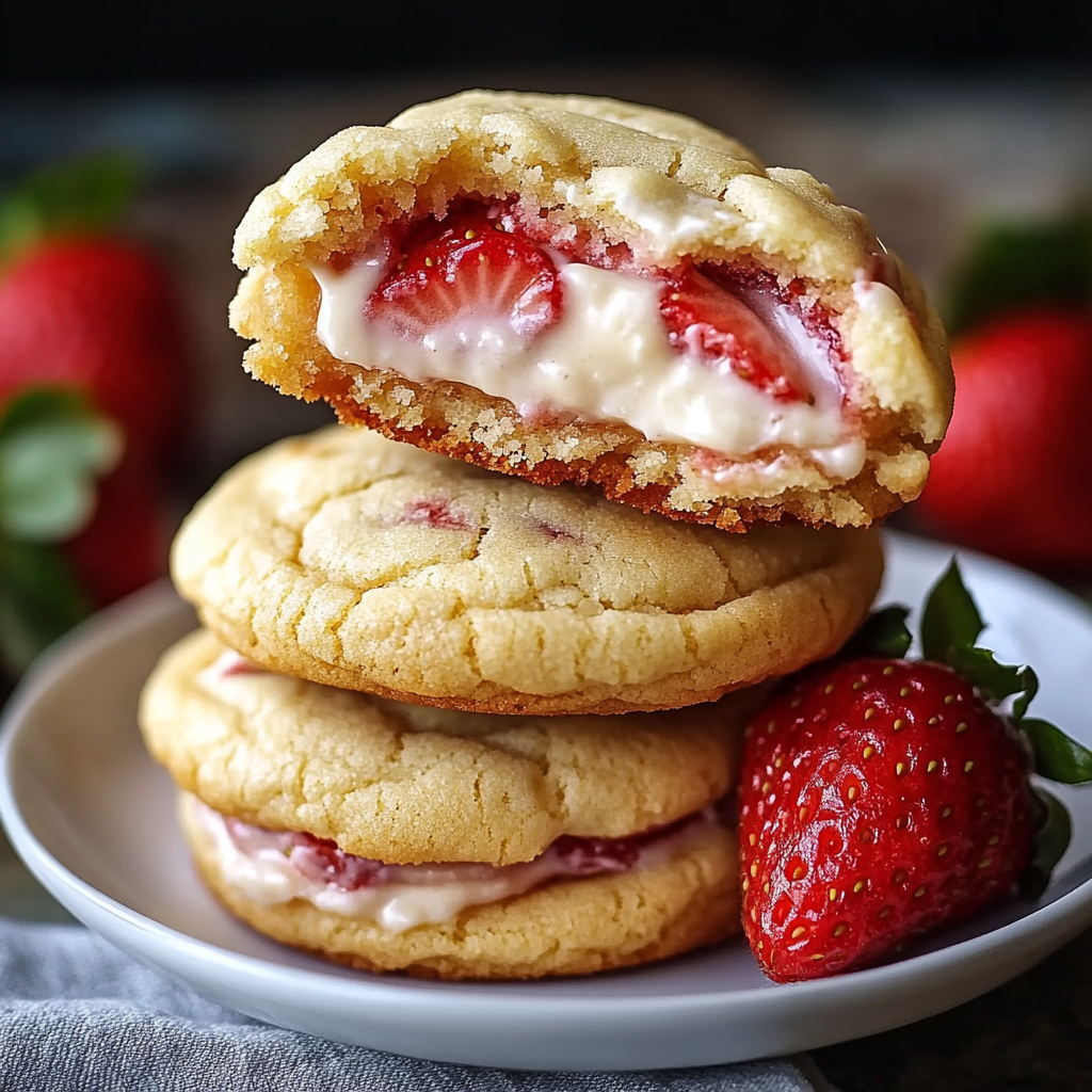 Galletas Rellenas de Cheesecake de Fresa