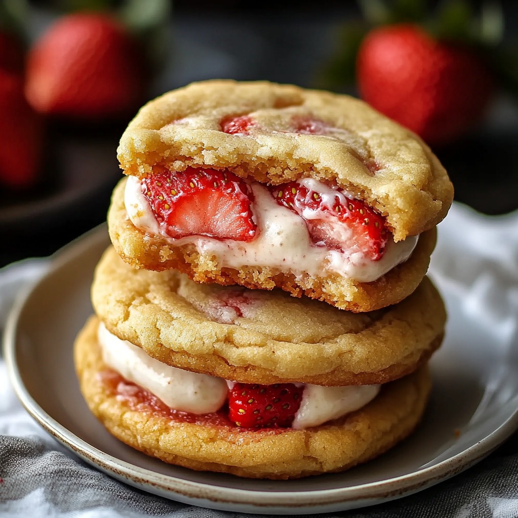 Deliciosas Galletas Rellenas de Cheesecake de Fresa