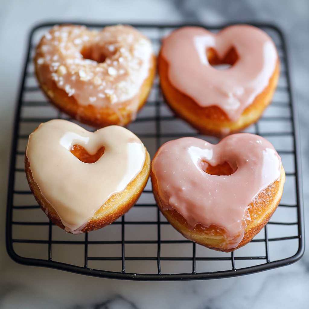 Donas en Forma de Corazón con Glaseado de Vainilla