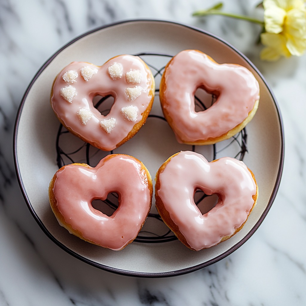 Deliciosas Donas en Forma de Corazón con Glaseado de Vainilla