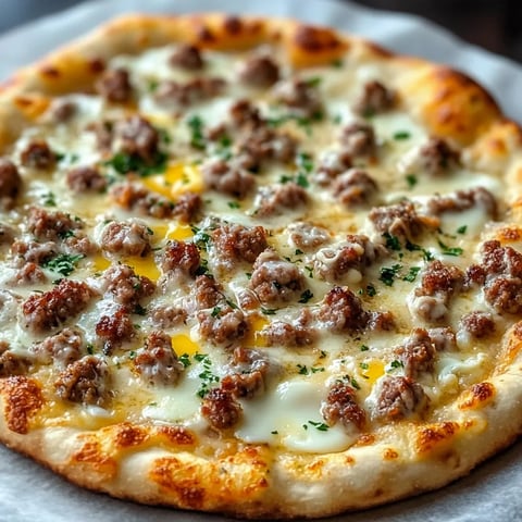 Pizza desayuno con galletas y salsa de chorizo