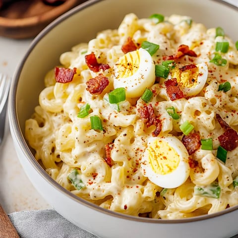 Ensalada cremosa con huevo y pasta