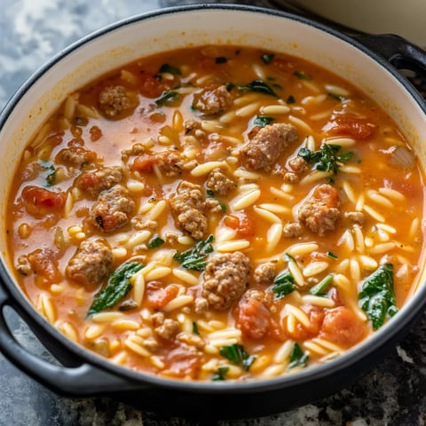 Sopa de orzo con chorizo