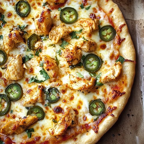 Pizza de Pollo con Jalapeños Encurtidos