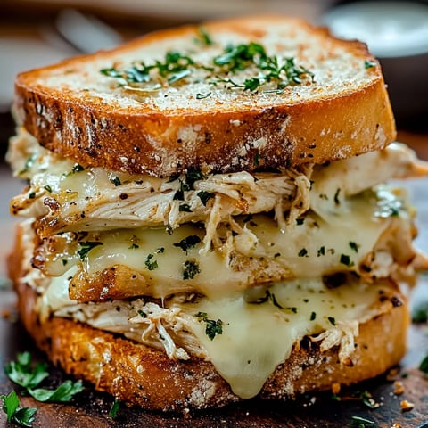 Sándwich de Pollo con Pan de Ajo y Queso