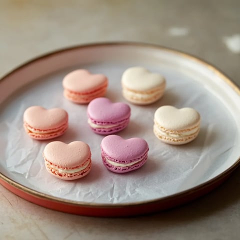 Macarons en forma de corazón