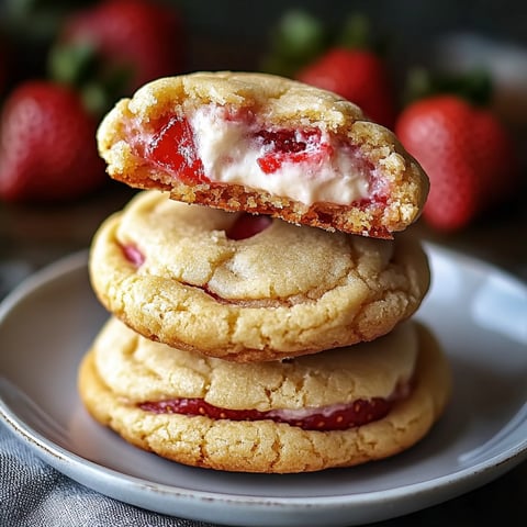 Galletas rellenas de cheesecake de fresa