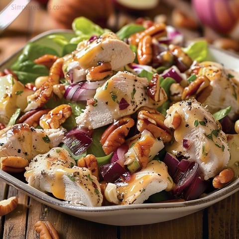 Ensalada de Pollo con Arándanos, Nueces Pecanas y Aderezo de Amapola